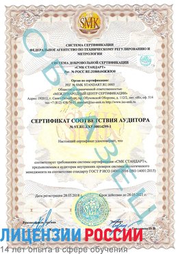 Образец сертификата соответствия аудитора №ST.RU.EXP.00014299-1 Волгодонск Сертификат ISO 14001
